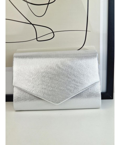 Torebka wizytowa kopertówka srebrna