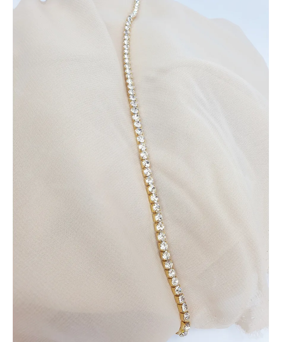 Pasek ozdobny z dżetami złoty srebrny 1-rzędowy