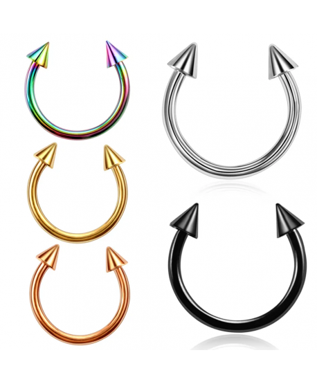 Kolczyk podkowa podkówka tytan ze stożkami 1.2* 8/10mm