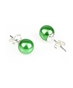Kolczyki perła zielona błyszcząca