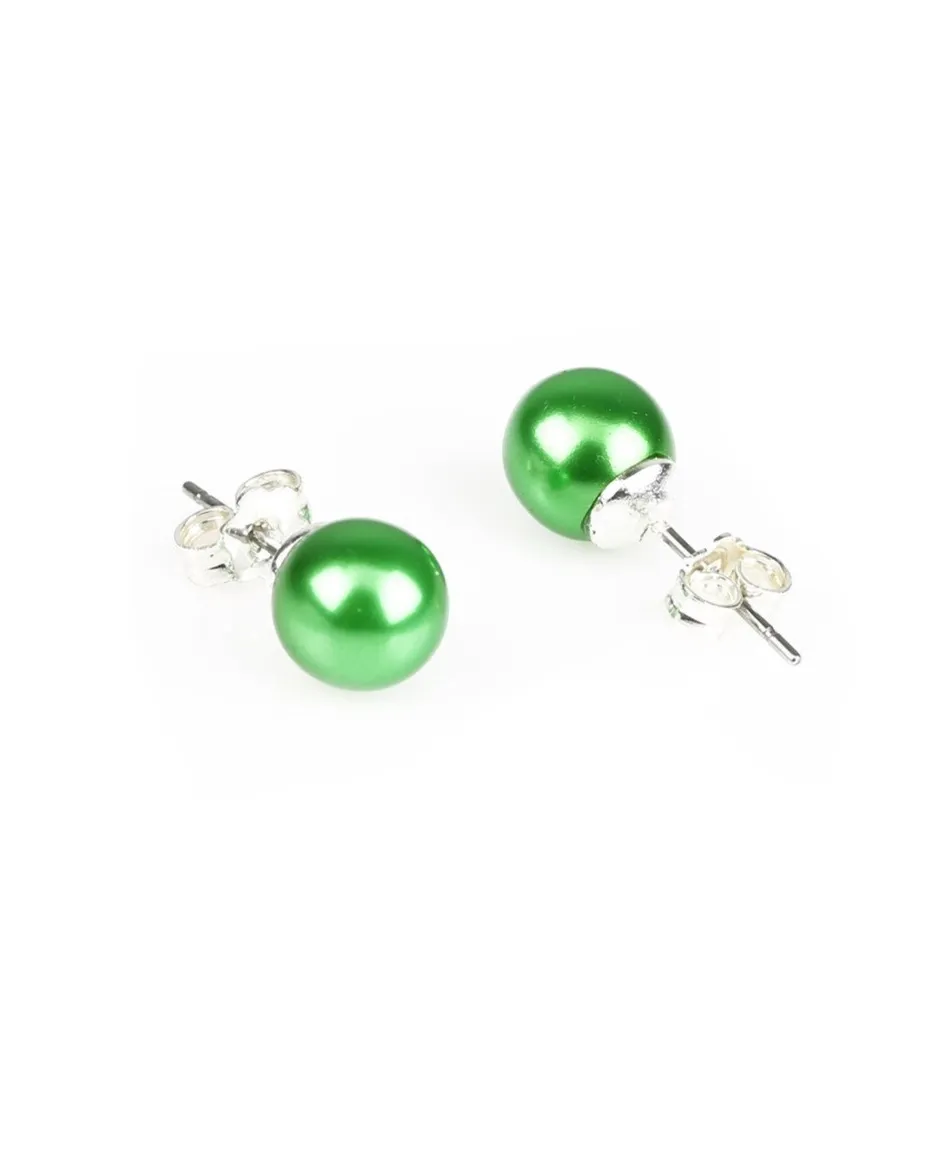Kolczyki perła zielona błyszcząca