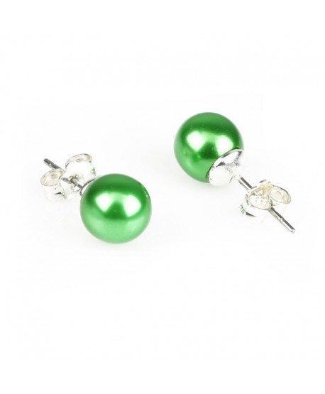 Kolczyki perła zielona błyszcząca