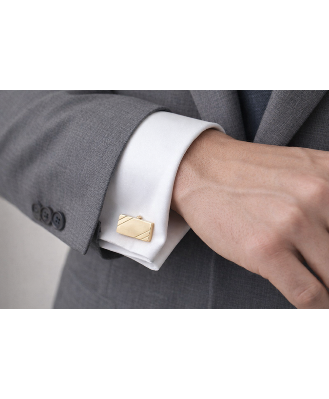 Spinki do mankietów złote prostokątne matowe