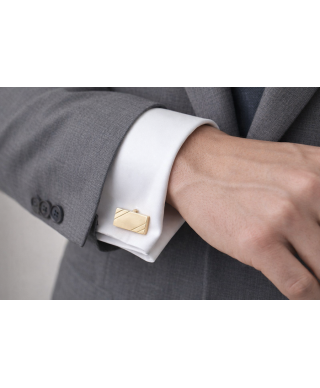 Spinki do mankietów złote prostokątne matowe