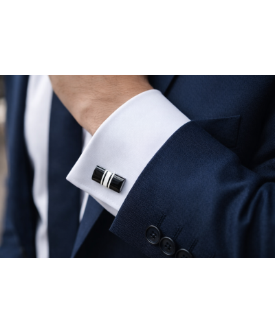 Spinki do mankietów prostokątne czarne