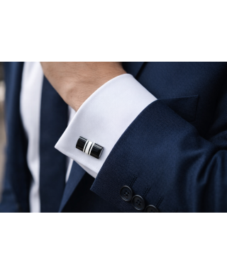 Spinki do mankietów prostokątne czarne