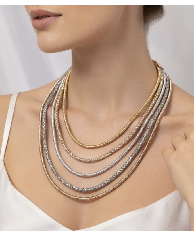 Naszyjnik kaskada złoto - srebrna