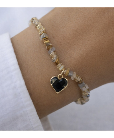 Bransoletka z koralików z czarnym sercem