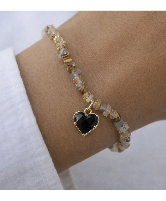 Bransoletka z koralików z czarnym sercem