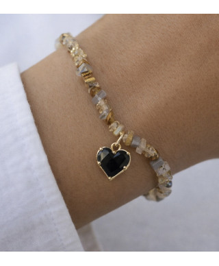 Bransoletka z koralików z czarnym sercem