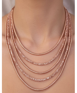 Kaskadowy naszyjnik w kolorze różowego złota