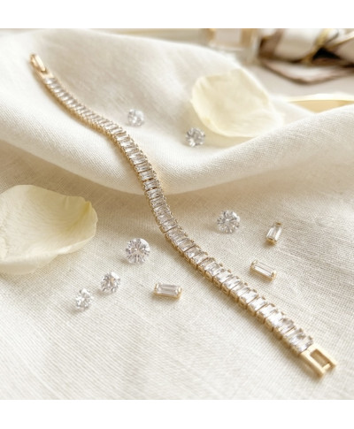 Bransoletka stal złote prostokąty