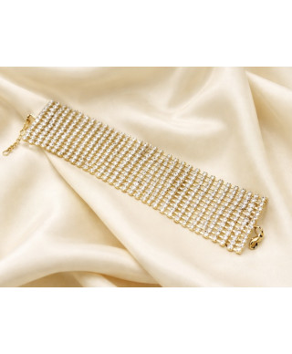 Elegancka cyrkoniowa złota bransoleta 12-rzędowa