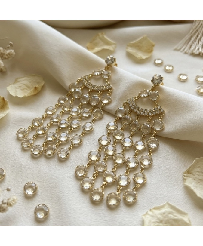 Kolczyki złote długie kryształki