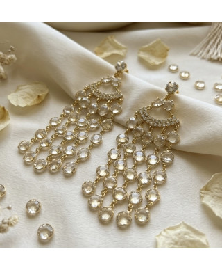 Kolczyki złote długie kryształki