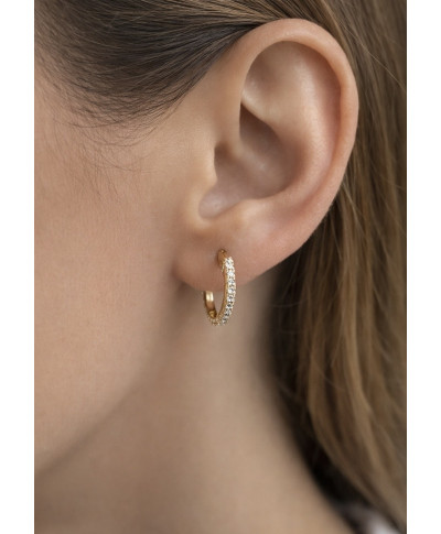 Kolczyki koła z cyrkoniami – stal chirurgiczna, eleganckie złoto