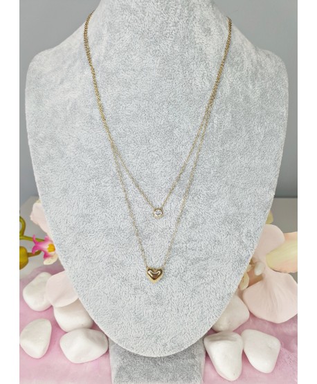 Celebrytka stal podwójna serce z cyrkonią