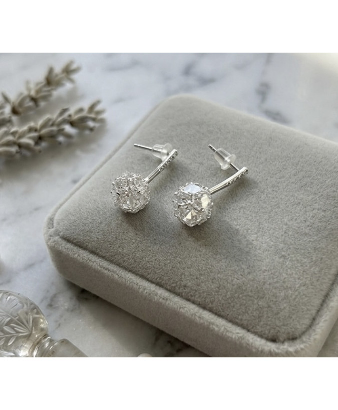 Srebrne Kolczyki "Gwiaździsta Kula"