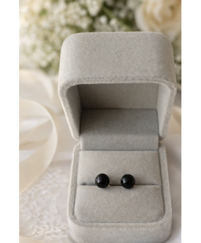 Kolczyki czarne kulki błyszczące