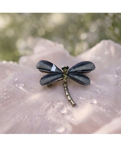 Broszka ważka grafitowa