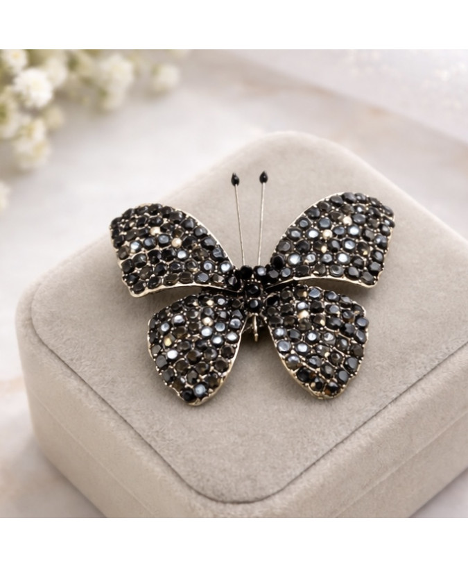 Broszka grafitowy motyl