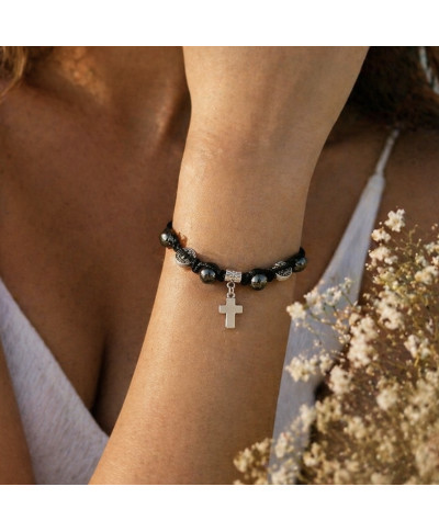 Bransoletka Różaniec – Medalik św. Benedykta i Hematyt