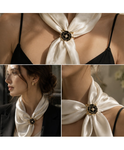 Elegancki pierścień do Apaszki – Czarna Róża z Perłą