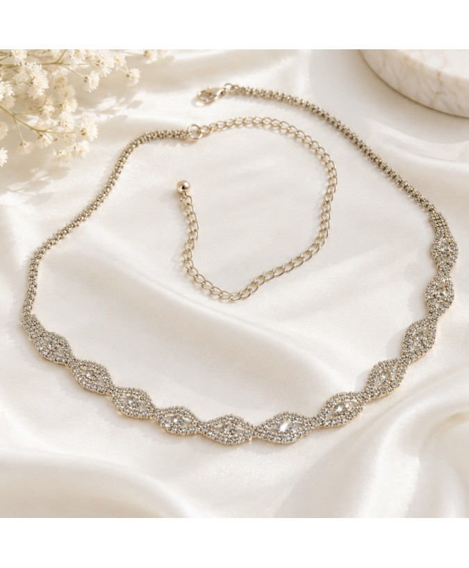 Pasek biżuteryjny z kryształkami - złoty