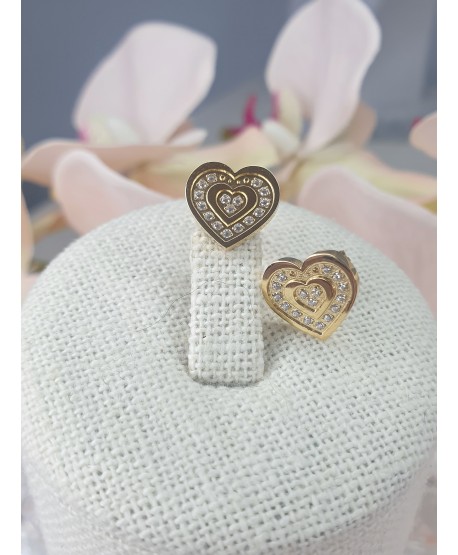 Kolczyki stal złote serca