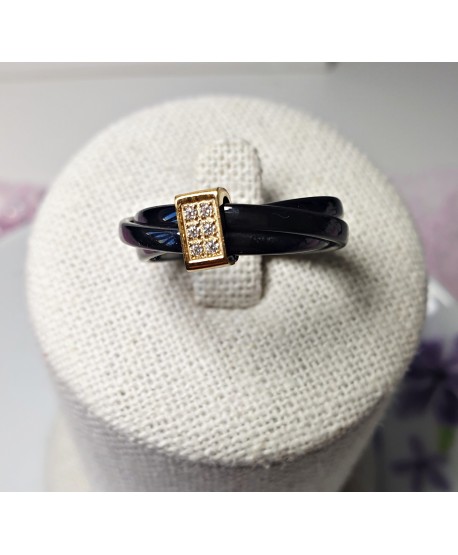 Pierścionek stal czarna ceramika