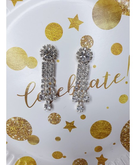 Kolczyki srebrne dżety z kwiatuszkiem