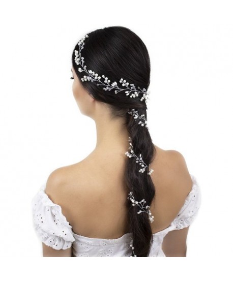 Ozdoba do włosów długa kryształki perełki