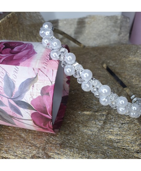 Opaska perłowa kryształkowa