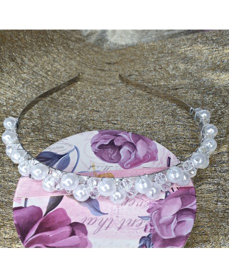 Opaska perłowa kryształkowa