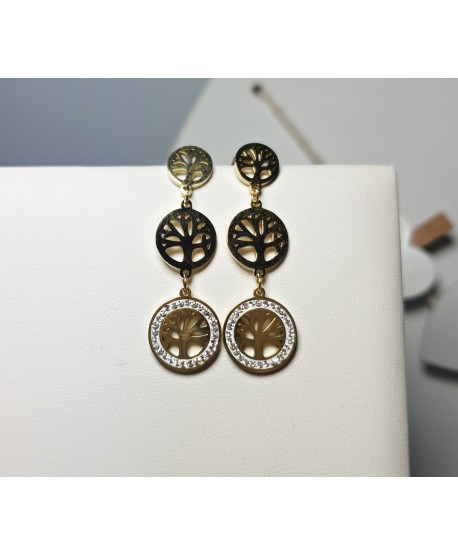 Kolczyki stal wiszące drzewko szczęścia