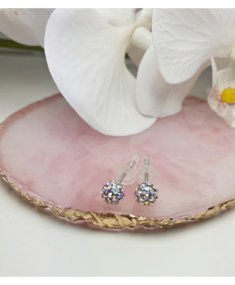 Kolczyki stal kulki Svarowski