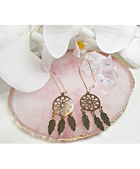 Kolczyki stal łapacz snów na haczyku