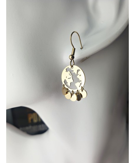 Kolczyki stal złote-świat