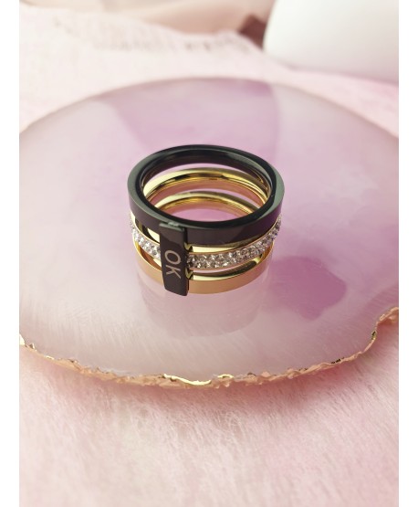 Pierścionek złoto czarny szeroki