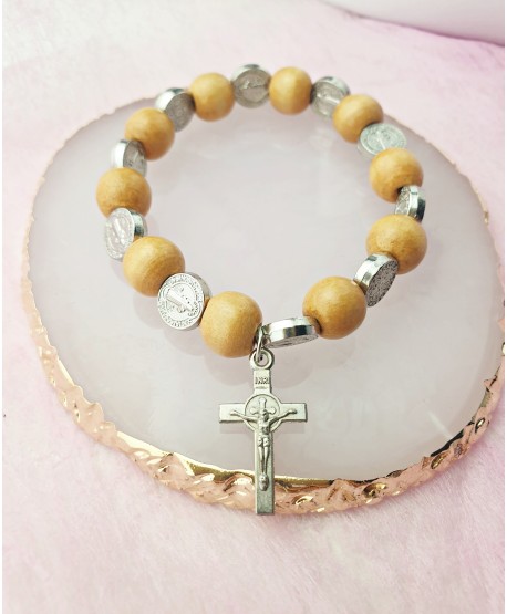 Bransoletka różaniec beżowa