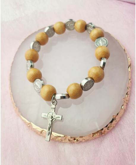 Bransoletka różaniec beżowa