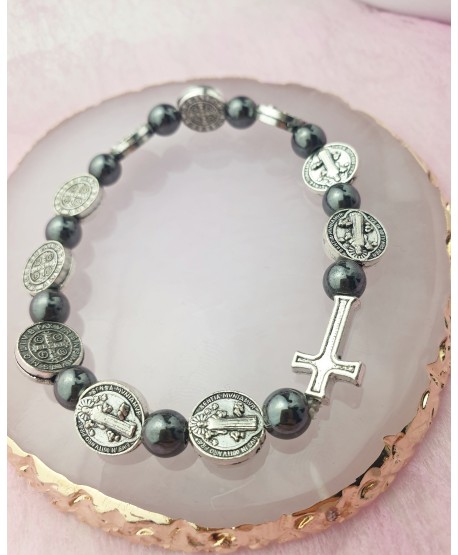 Bransoletka różaniec stalowa