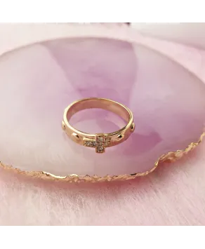 Pierścionek pozłacany różaniec