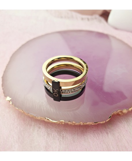 Pierścionek złoto czarny szeroki