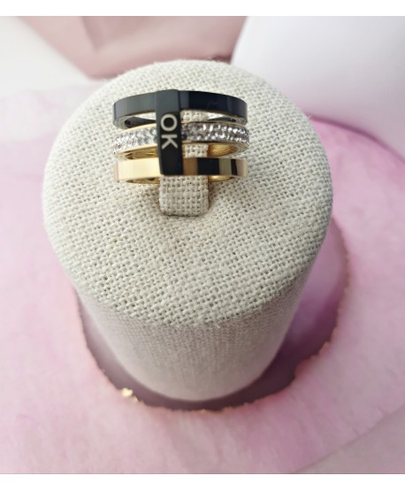 Pierścionek złoto czarny szeroki