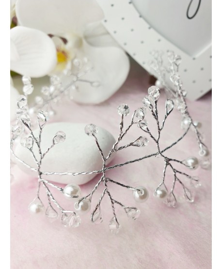 Ozdoba do włosów w srebrze z perełkami
