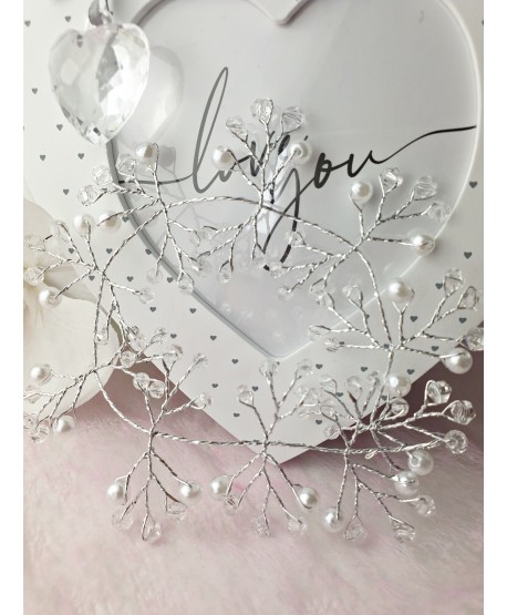 Ozdoba do włosów w srebrze z perełkami