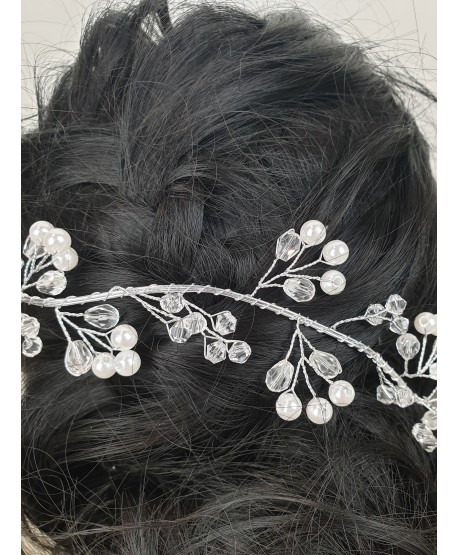 Ozdoba do włosów w srebrze z perełkami