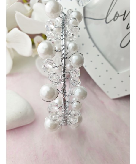 Ozdoba do włosów w srebrze z perełkami