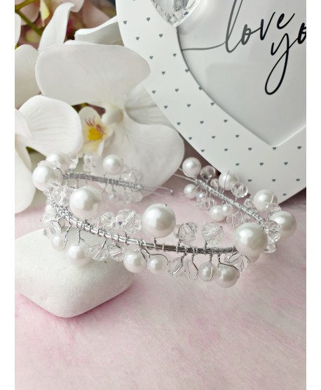 Ozdoba do włosów w srebrze z perełkami